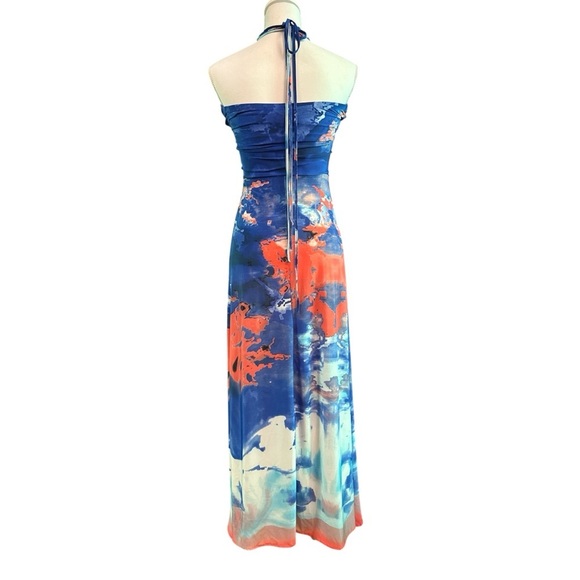 Cynthia Rowley Blue Red and Orange Maxi Dress sz M - Picture 2 of 4